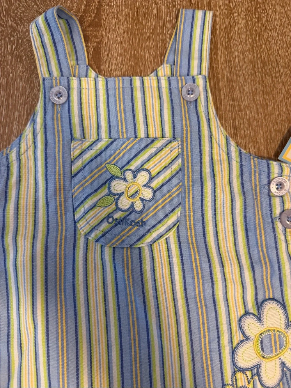 Vintage OshKosh Girls two piece set striped yellow and blue